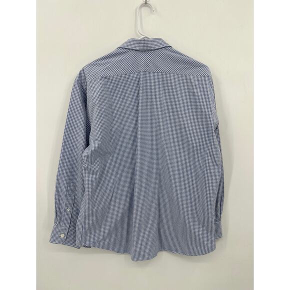 Billy Reid Standard Cut button front long sleeve blue/white gingham shirt XL - Picture 3 of 4